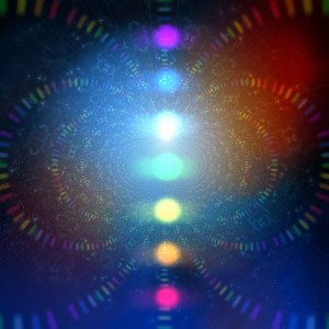 cosmic energy abstract background with rainbow corcles